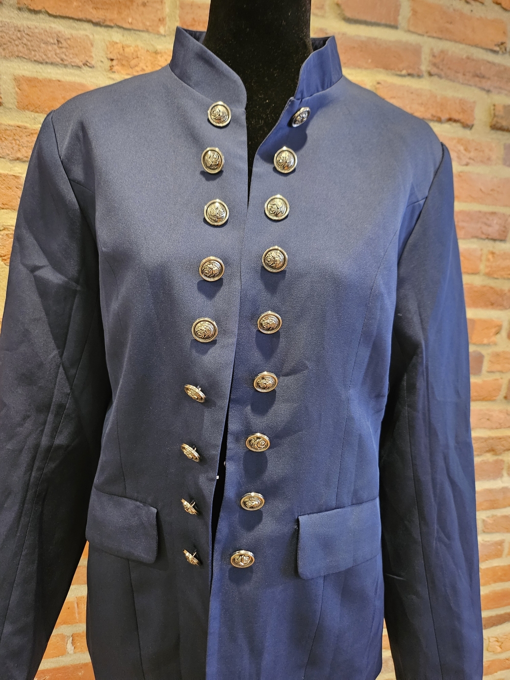 Navy Military-Style Button Jacket - Picture 2 of 4